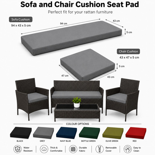 Rattan chair cushion - rattan, set